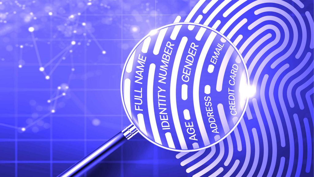 Magnifying glass highlighting Fingerprint privacy risk assessments on datasets